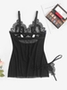 Plus Size Lace Mesh Sexy Sheer Lingerie Babydoll Set