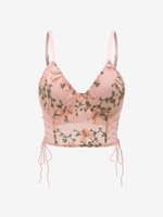 Plus Size Lace Up Butterfly Embroidered Corset Camisole