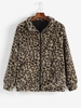 Plus Size Leopard Faux Fur Pocket Coat