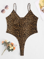 Plus Size Leopard Snap Crotch Bustier Bodysuit