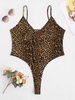 Plus Size Leopard Snap Crotch Bustier Bodysuit