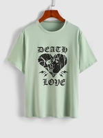 Plus Size Letter Heart Face Print T Shirt