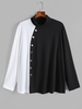 Plus Size Mock Button Colorblock T Shirt