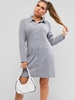 Plus Size Ribbed Button Through Sheath Dress