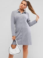 Plus Size Ribbed Button Through Sheath Dress
