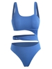 Plus Size Ribbed Cutout Knotted One-piece Swimwear Xl Blue