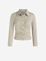 Plus Size Ruched Button Up T Shirt