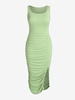 Plus Size Ruched Slit Midi Dress