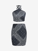 Plus Size Scarf Print Halter Mini Bodycon Skirt Set