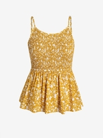 Plus Size Smocked Ditsy Print Peplum Camisole