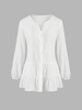 Plus Size V Notched Button Up Flounce Hem Blouse
