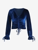 Plus Size Velour Cinched Poet Sleeve Top