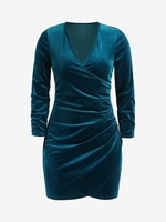 Plus Size Velvet Ruched Bodycon Dress