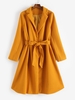 Plus Size Woolen Belted Longline Coat