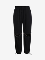Plus Size Zippered Knee Toggle Detail Wide Leg Pants