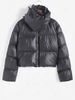 Puffer Quilted Adjustable High Neck Padded Coat M Black