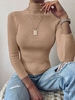 Pullover Mock Neck Plain Slim Sweater Camel brown
