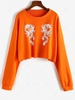 Pullover Oriental Dragon Cropped Sweatshirt Xs Orange