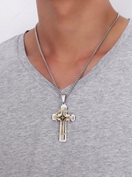 Punk Titanium Steel Men Cross Necklace