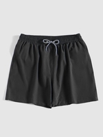 Pure Color Drawstring Beach Shorts Xl Dark gray