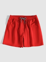 Pure Color Drawstring Beach Shorts Xl Red