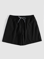 Pure Color Drawstring Beach Shorts Xxl Black