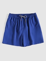 Pure Color Drawstring Beach Shorts Xxl Blue