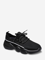 Pure Color Lace-up Mesh Sports Shoes