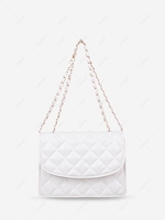 Pure Color Rhombus Quilted Chain Tote Bag