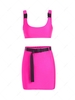 Push Buckle Belted Mini Bodycon Skirt Set M Light pink
