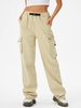 Push-buckled Waist Flap Pockets Cargo Pants L Light coffee
