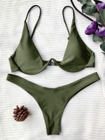 Push Up Plunge Bathing Suit L Green
