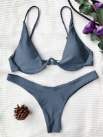 Push Up Plunge Bathing Suit S Gray