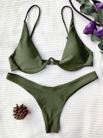 Push Up Plunge Bathing Suit S Green