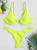 Push Up Plunge Bathing Suit S Green yellow