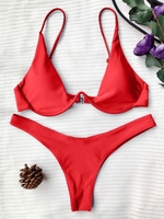 Push Up Plunge Bathing Suit S Red