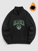 Quarter Zip ALASKA Graphic Fleece Thermal Lined Front Pocket Vintage Pullover Sweatshirt Xl Black