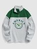 Quarter Zip AMERICA Colorblock Fleece Lining Sweatshirt Xxl Light gray
