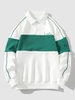 Quarter Zip Colorblock Polo Collar Sweatshirt L Green