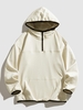 Quarter Zip Contrast Piping Pockets Hoodie S Light coffee