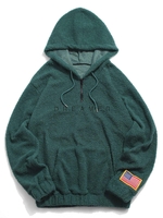 Quarter Zip Dreamer Embroidery American Flag Patch Fleece Teddy Hoodie 2xl Deep green