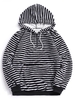Quarter Zip Striped Faux Fur Fluffy Hoodie 2xl Black