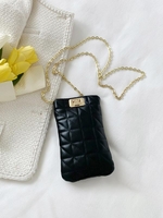 Quilted Chain Strap Twist Lock Crossbody Bag