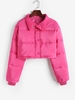 Quilted Crop Puffer Jacket M Light pink