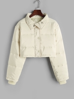 Quilted Crop Puffer Jacket S Light coffee