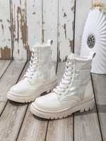 Quilted Detail Lace Up Platform Combat Boots