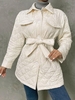 Quilted Drop Shoulder Belted Coat S White