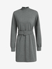 Quilted Drop Shoulder Belted Mini Dress S Dark gray