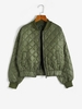 Quilted Drop Shoulder Bomber Jacket M Deep green