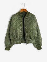 Quilted Drop Shoulder Bomber Jacket M Deep green